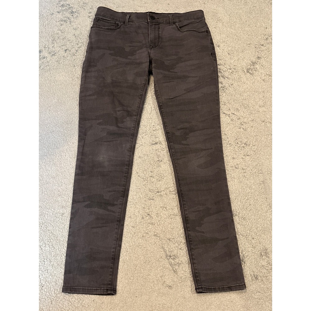 Express Womens Mid Rise Legging Jeans Gray Camo Stretch Denim Size 6R